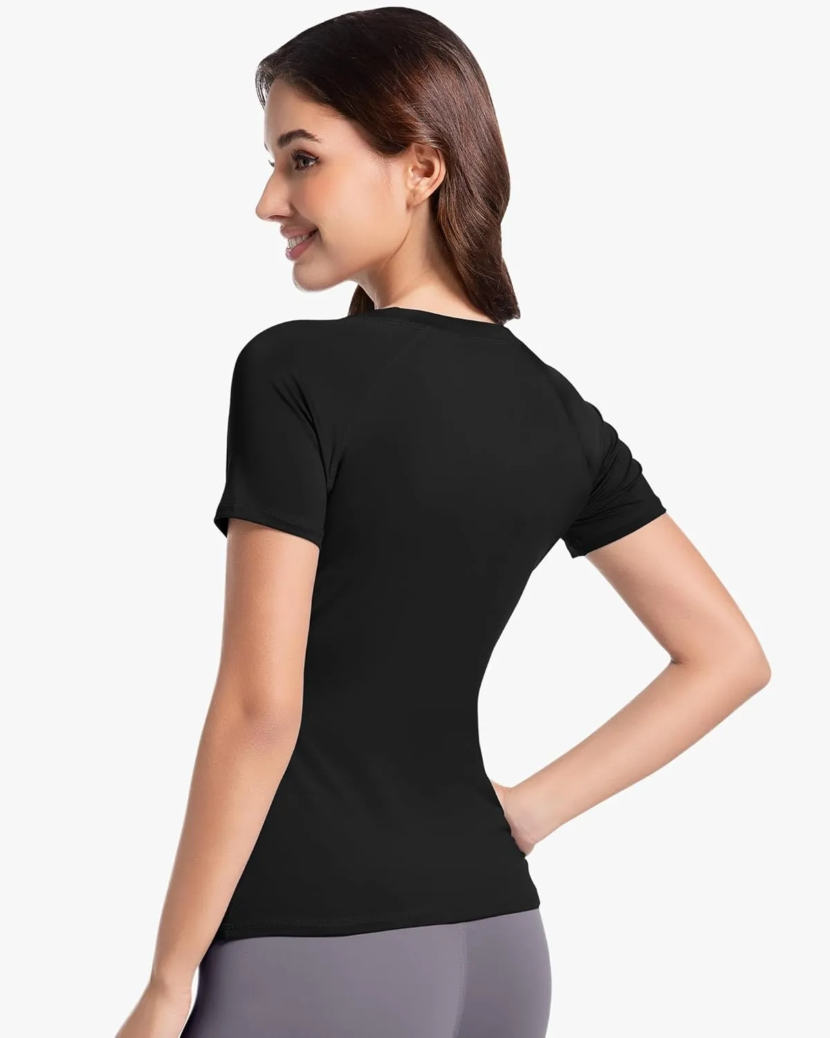 Women's Short Sleeve Compression Shirts Athletic T-Shirts Workout Tops for Gym Yoga Running