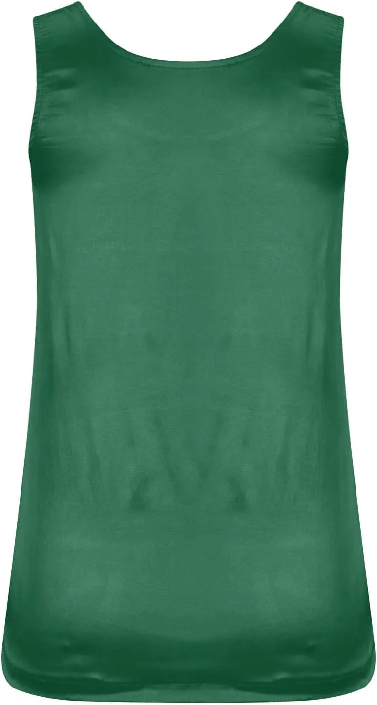 Womens Silk Satin Tank Tops Crewneck Casual Cami Summer Sleeveless Camisole Blouses Trendy Basic Going Out Outfits
