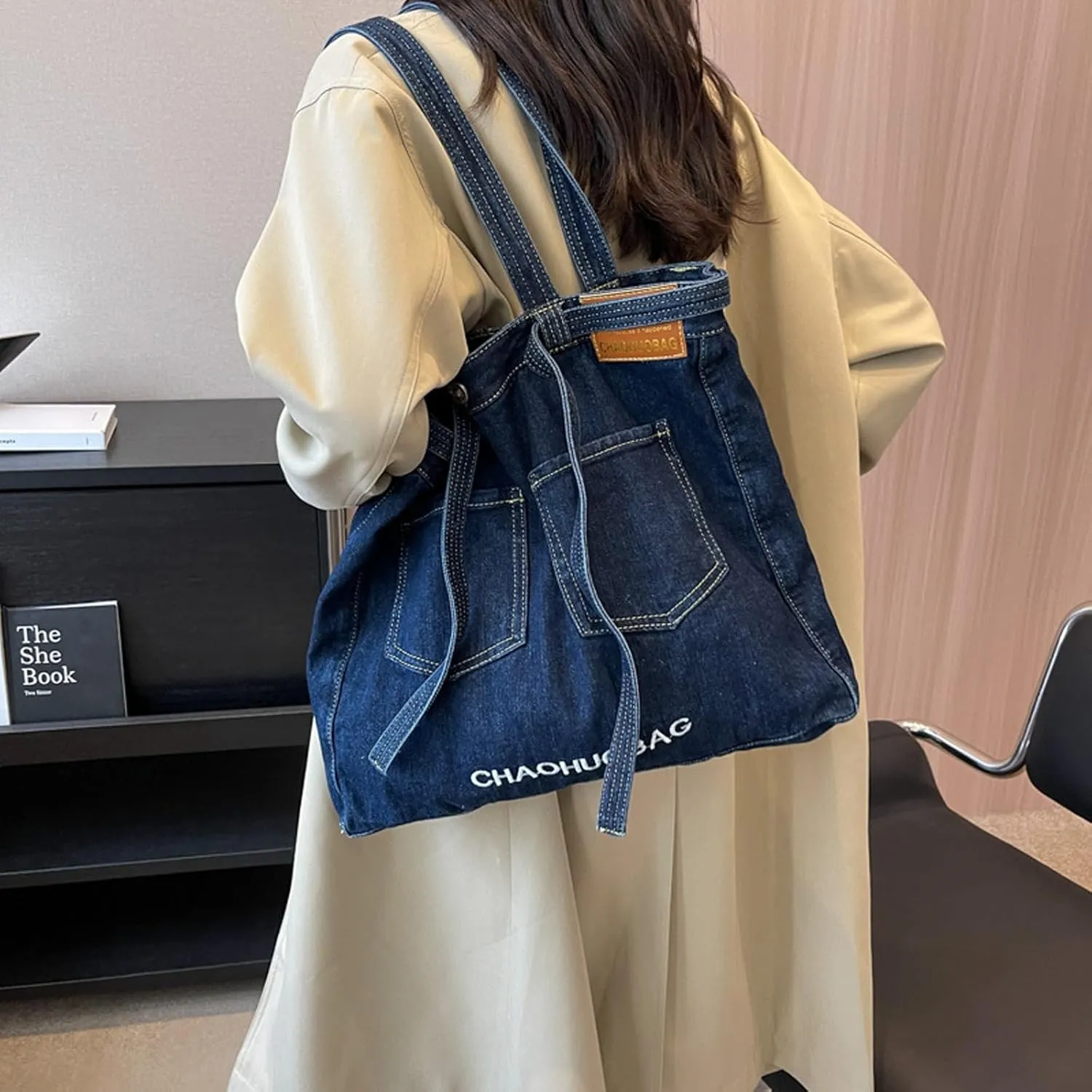 Women's soft denim handbag, single shoulder crossbody tote bag, casual retro crossbody bag, large capacity denim wallet