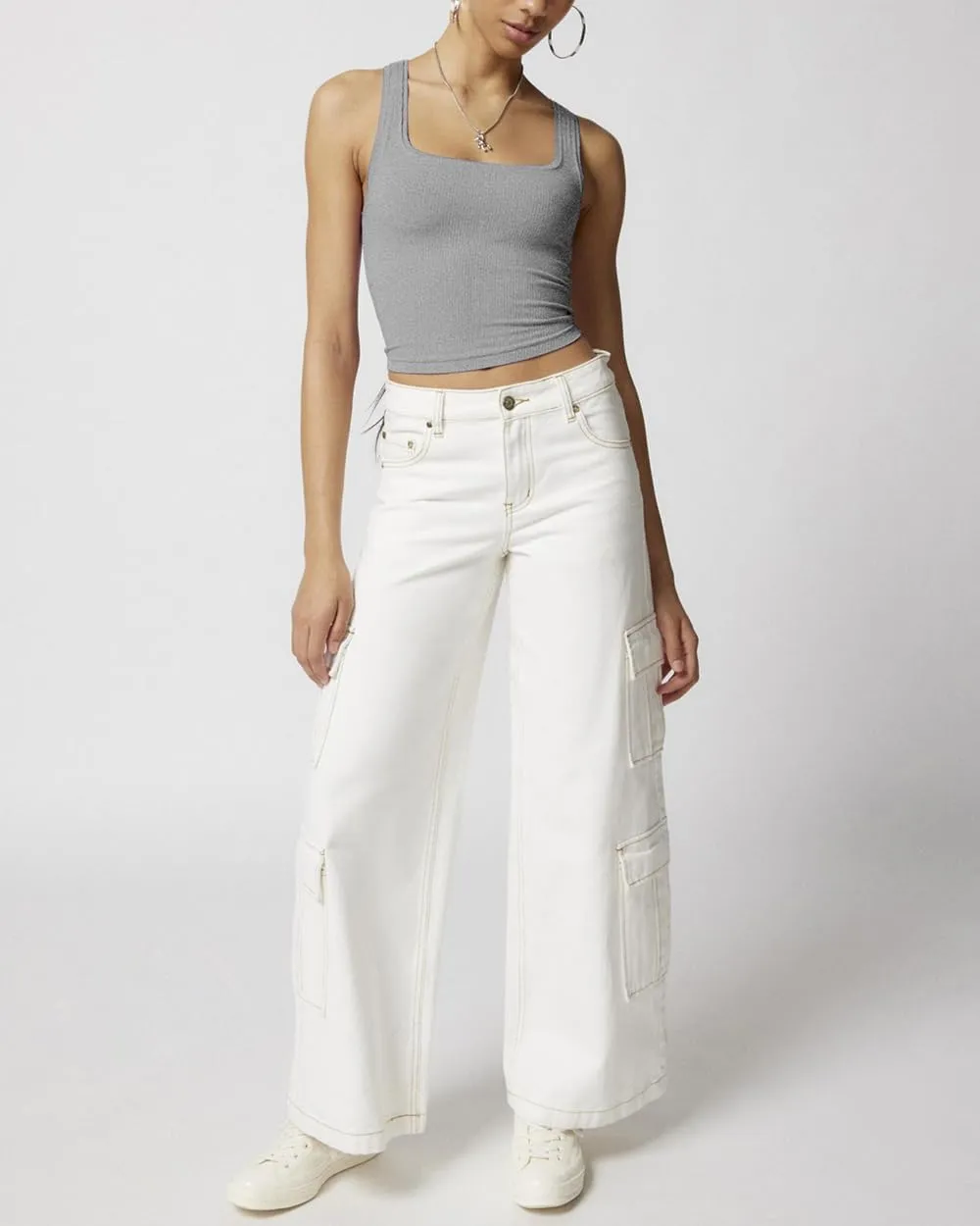 Women's Square Neck Tank Tops Sleeveless Ribbed Going Out Casual Basic Crop Top Shirts