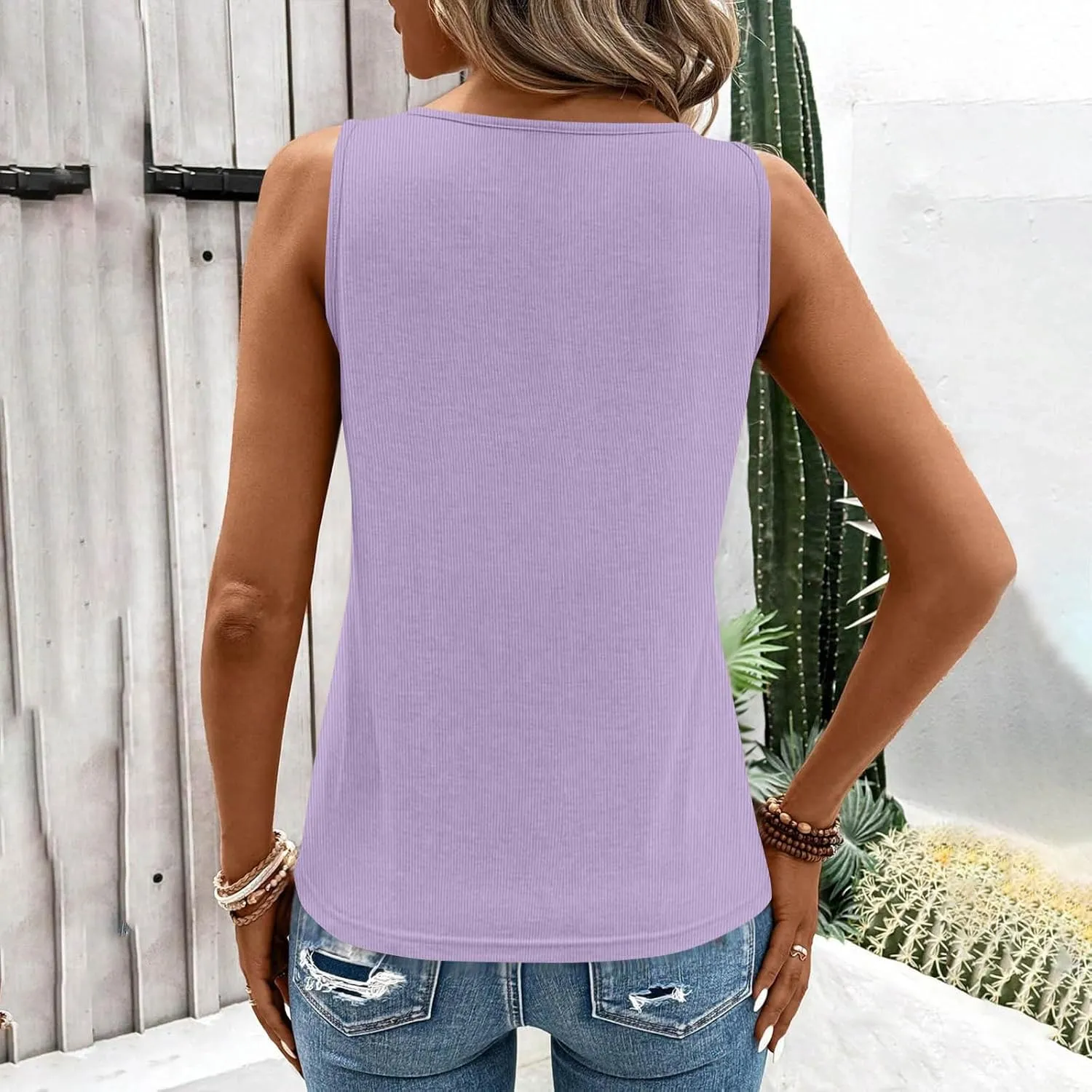 Womens Summer Tank Tops 2025 Cut Out Ring Keyhole Neck Sleeveless Cute Basic Tee Shirts Trendy Beach Vacation Clothes