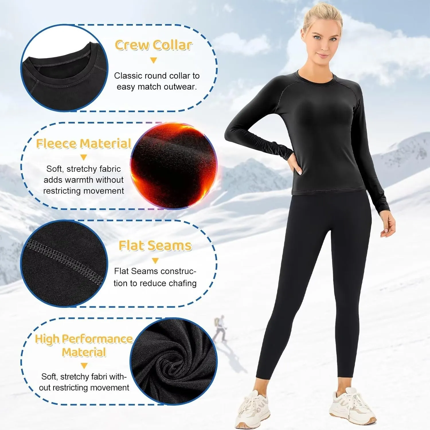Womens Thermal Shirts Fleece Lined Winter Base Layer Top UPF 50  Long Sleeve Compression Shirts,Moisture Wicking