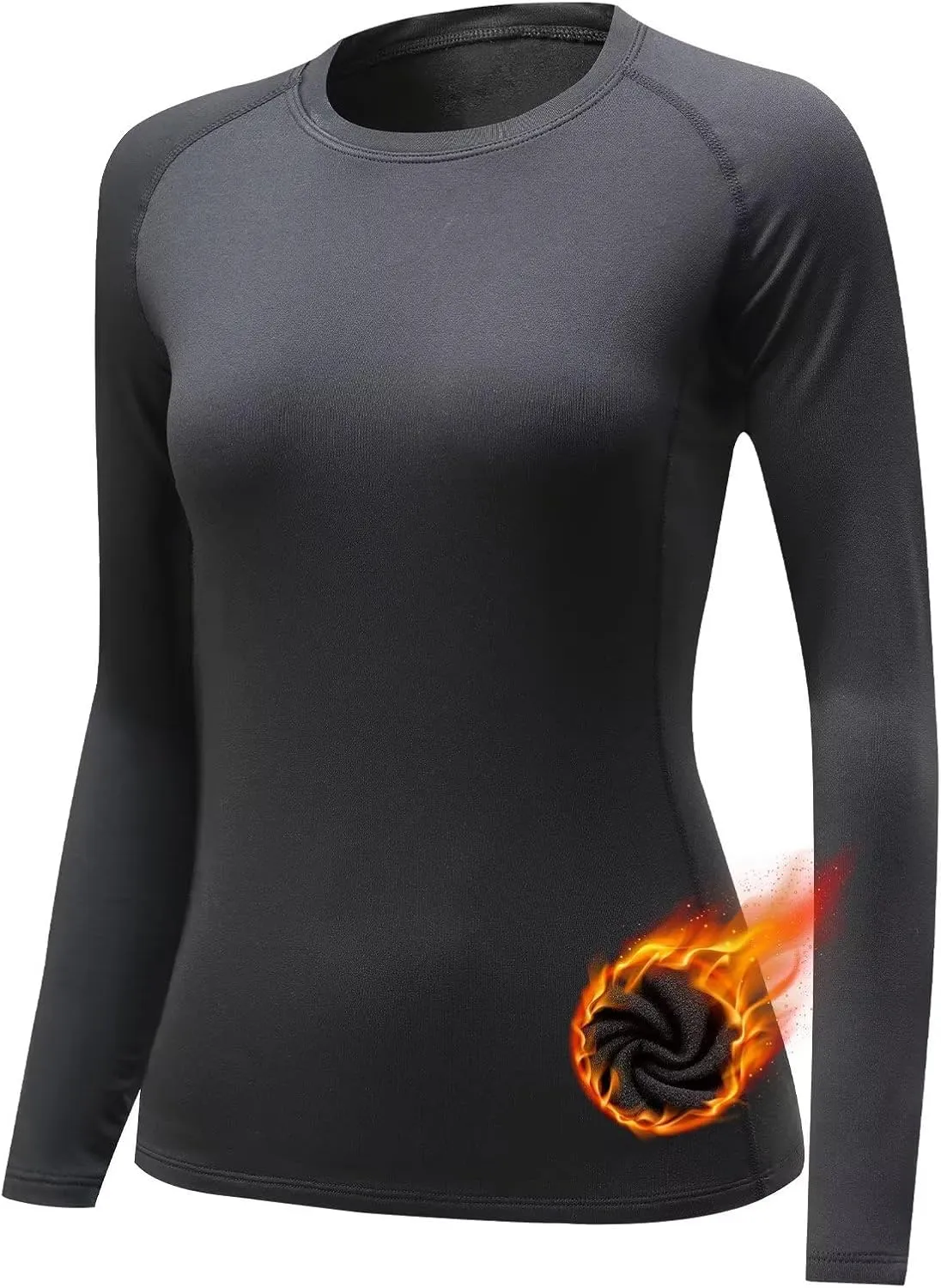 Womens Thermal Shirts Fleece Lined Winter Base Layer Top UPF 50  Long Sleeve Compression Shirts,Moisture Wicking