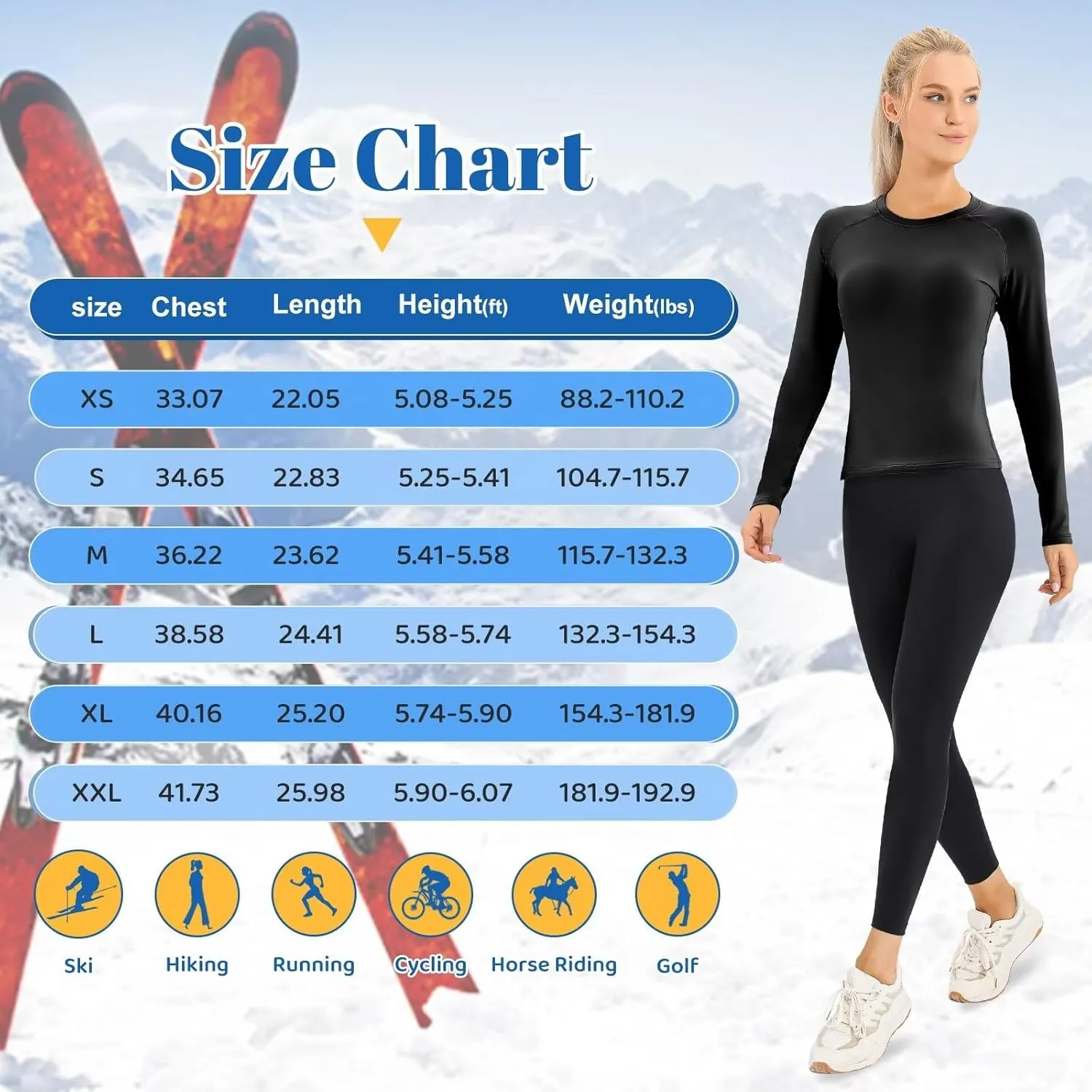 Womens Thermal Shirts Fleece Lined Winter Base Layer Top UPF 50  Long Sleeve Compression Shirts,Moisture Wicking