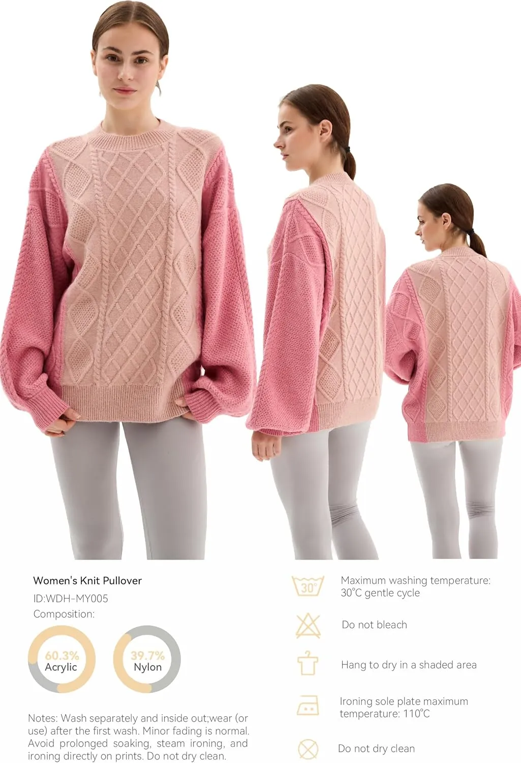 Women's Waffle Knit Sweater - Thermal Lantern Sleeve Pullover, Fall Winter Spring Layering Essential