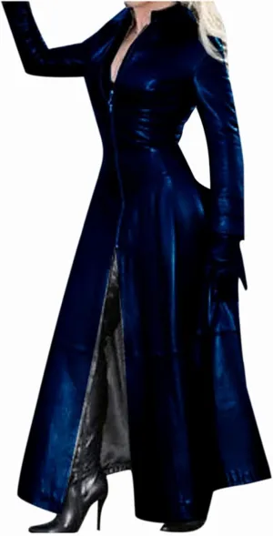 Women's Winter Fall Assassin Leather Jackets Long Cosplay Motorcycle Game Quilted Mechanical Cyberpunk Coat