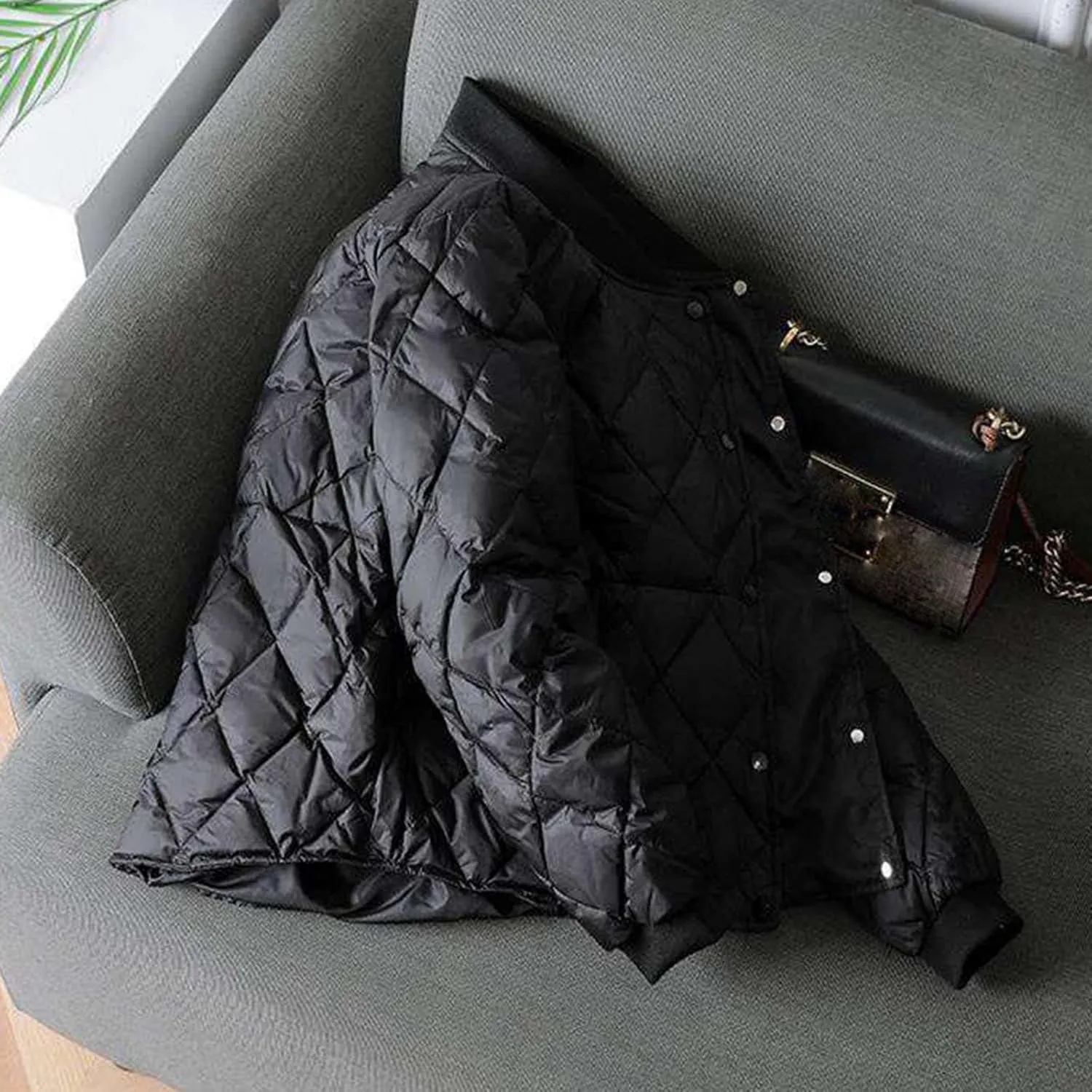 Womens Winter Puffer Jacket 2023, Long Sleeve Full-Zip Quilted Baggy Cotton Jacket Lightweight Padded Down Coat