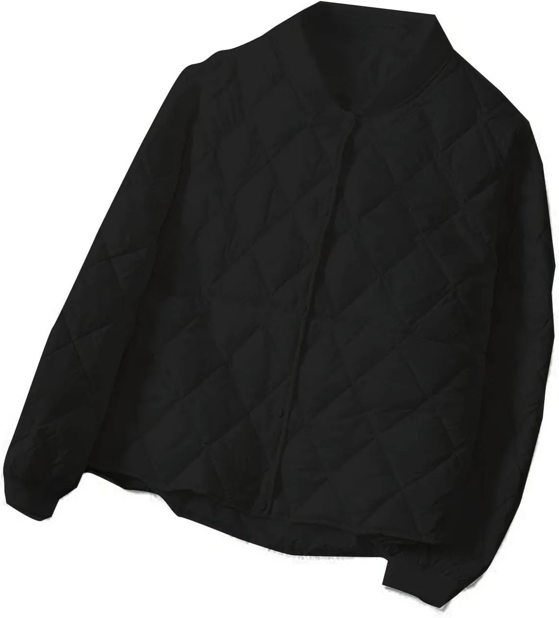 Womens Winter Puffer Jacket 2023, Long Sleeve Full-Zip Quilted Baggy Cotton Jacket Lightweight Padded Down Coat