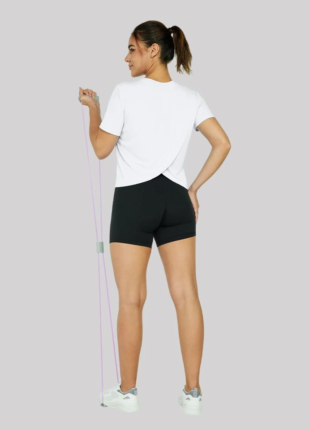Women's Workout Shirts Short Sleeve Cropped Split Back Athletic Tops Active Running Gym Quick Dry Sun Shirts UPF 50 