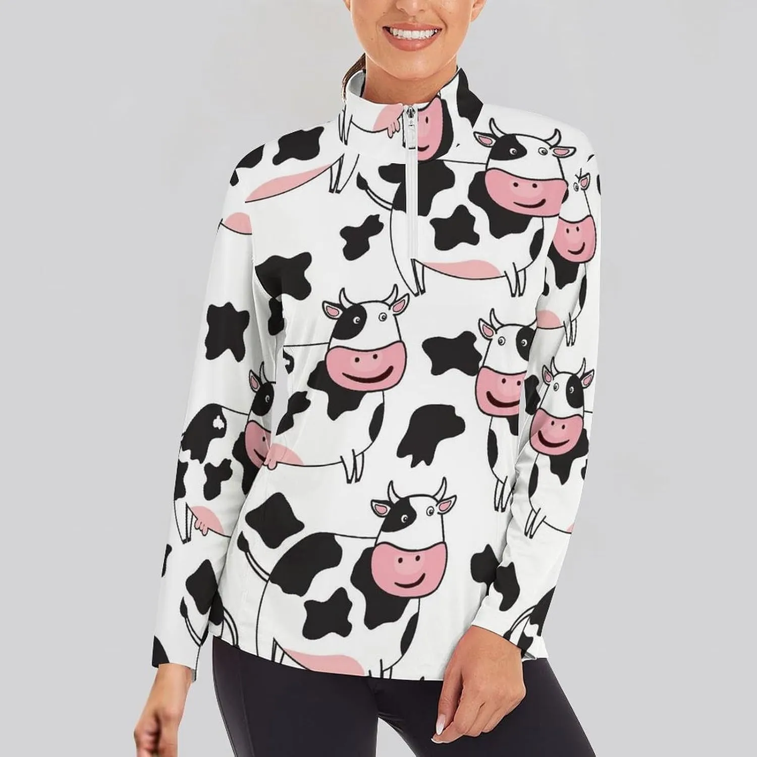 Women's Zip Shirts Pullover Long Sleeve Quick Dry Workout Hiking Athletic Shirts
