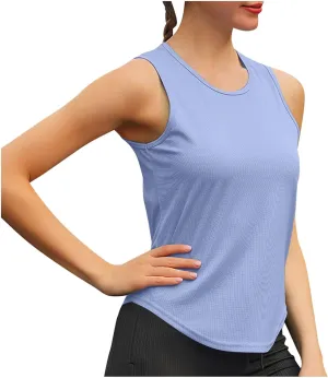 Workout Tank Tops for Women Lightweight Atheletic Curved Hem Sleeveless Shirt Quick Dry Tennis Gym Exercise Yoga Tops
