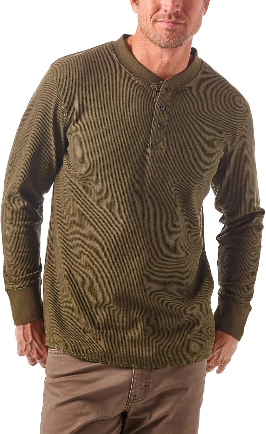 Wrangler Authentics Men's Long Sleeve Waffle Henley