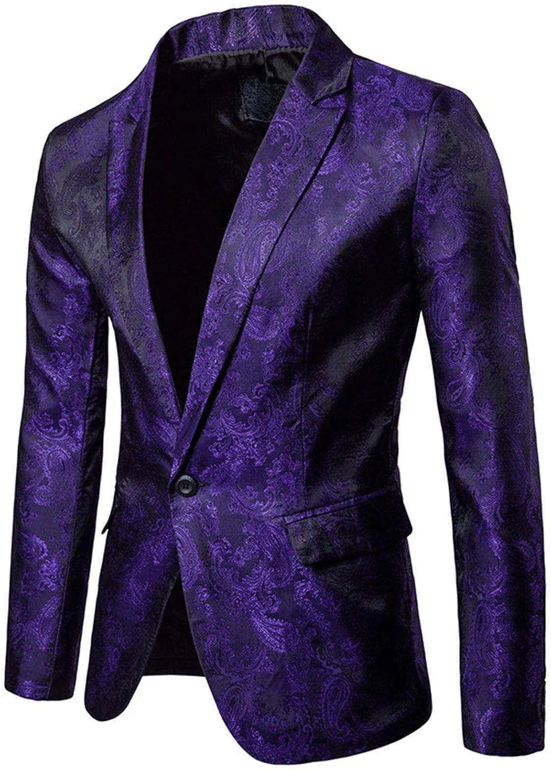 WUAI-Men Casual Suit Blazer Jackets Lightweight Tailored One Button Work Business Sport Coat Outwear Tops