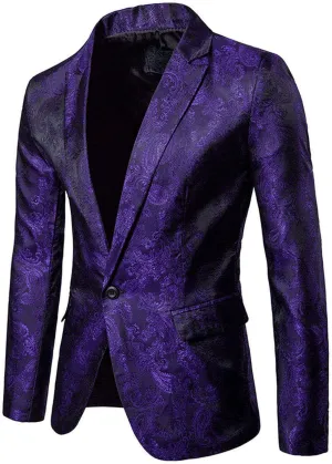 WUAI-Men Casual Suit Blazer Jackets Lightweight Tailored One Button Work Business Sport Coat Outwear Tops