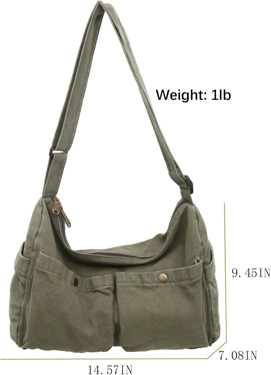 Wxnow Multi-Pocket Canvas Hobo Bag Large Crossbody Bag Retro Office Outdoor Shoulder Tote Bag for Women and Men