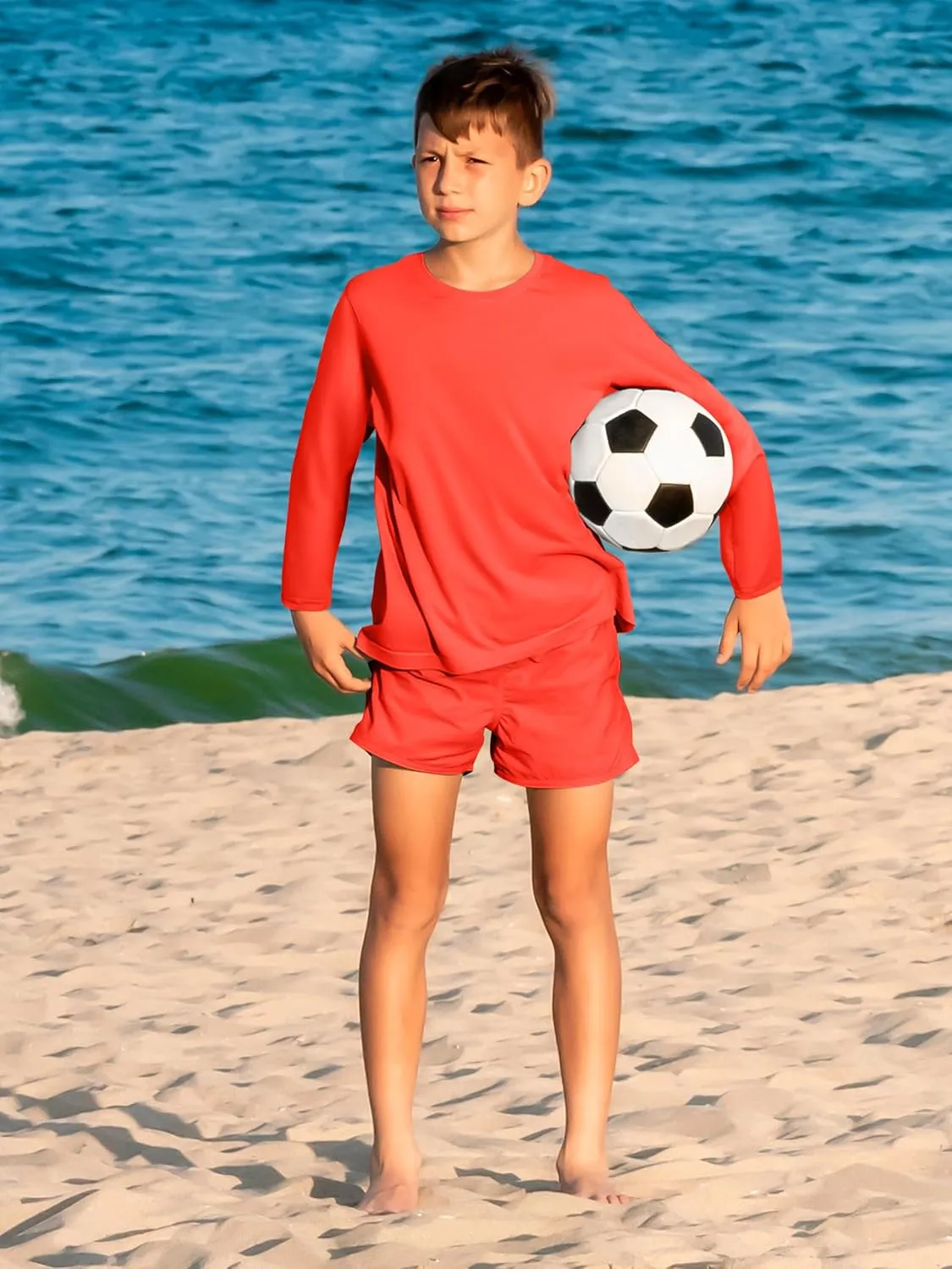 Youth Neon Shirts Dry Fit Long Sleeve Athletic T-Shirts Boys Girls UPF 50  Quick Dry Neon Shirt for Kids 2T to Youth