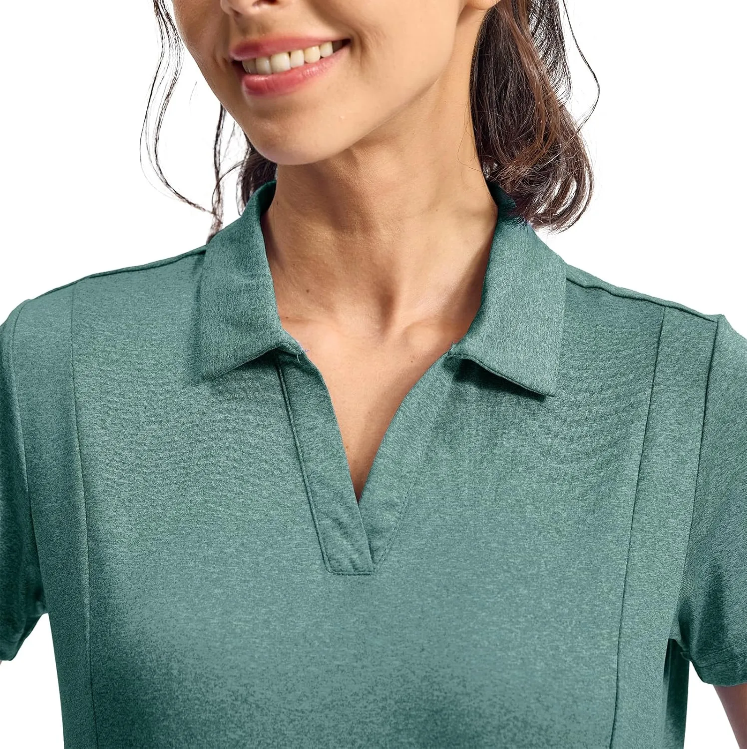 YSENTO Womens Golf Apparel Shirts Clothes V-Neck Tops Collared UPF 50  Dry Fit Short Sleeve Tennis Polo Shirts