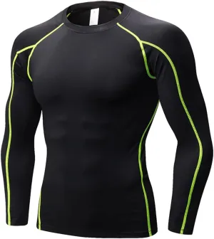 Yuerlian Men's Compression Shirts Long Sleeve Workout Gym T-Shirt Athletic Top Cool Dry Sports Baselayer Undershirts