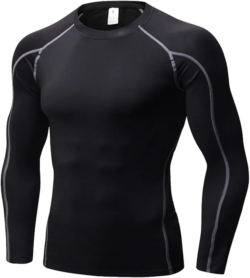Yuerlian Men's Compression Shirts Long Sleeve Workout Gym T-Shirt Athletic Top Cool Dry Sports Baselayer Undershirts