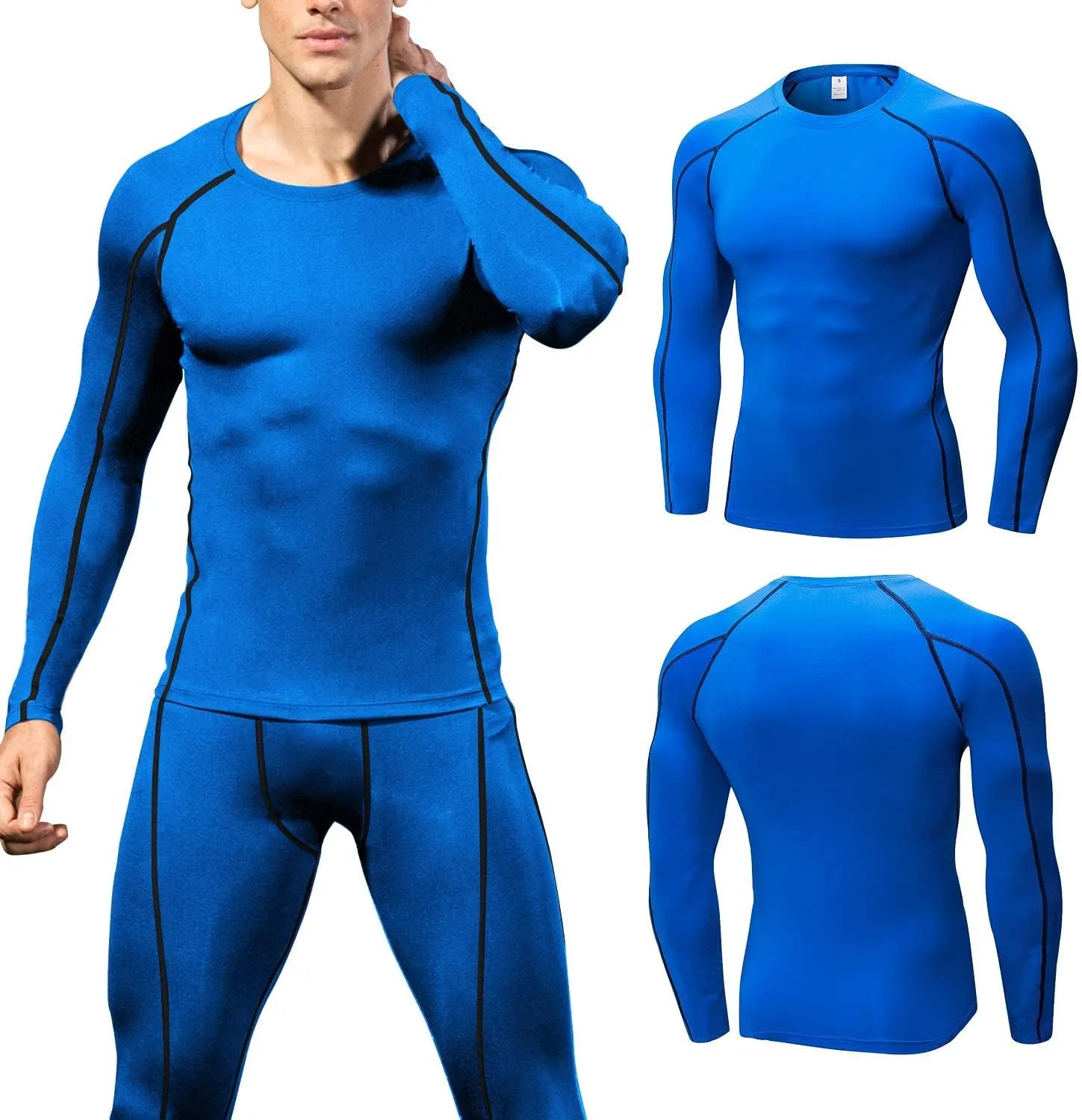 Yuerlian Men's Compression Shirts Long Sleeve Workout Gym T-Shirt Athletic Top Cool Dry Sports Baselayer Undershirts