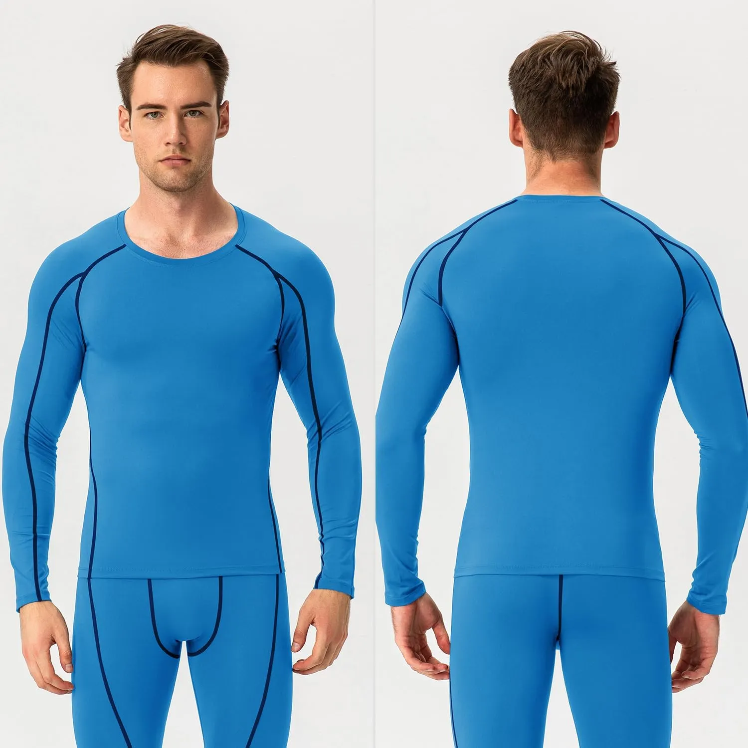 Yuerlian Men's Compression Shirts Long Sleeve Workout Gym T-Shirt Athletic Top Cool Dry Sports Baselayer Undershirts