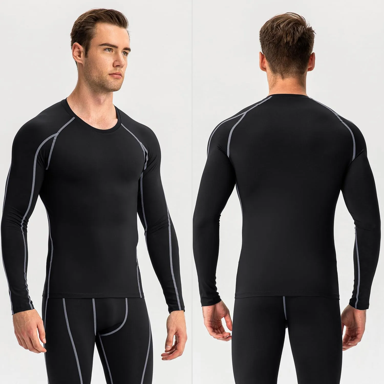 Yuerlian Men's Compression Shirts Long Sleeve Workout Gym T-Shirt Athletic Top Cool Dry Sports Baselayer Undershirts