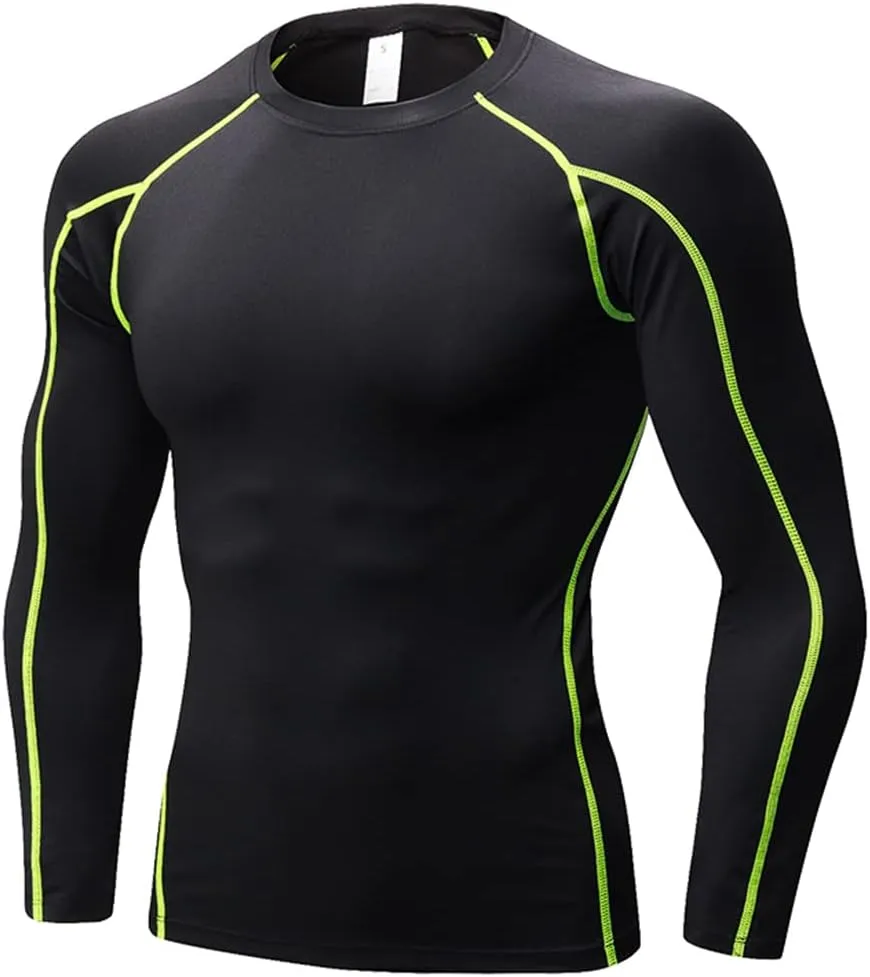 Yuerlian Men's Compression Shirts Long Sleeve Workout Gym T-Shirt Athletic Top Cool Dry Sports Baselayer Undershirts