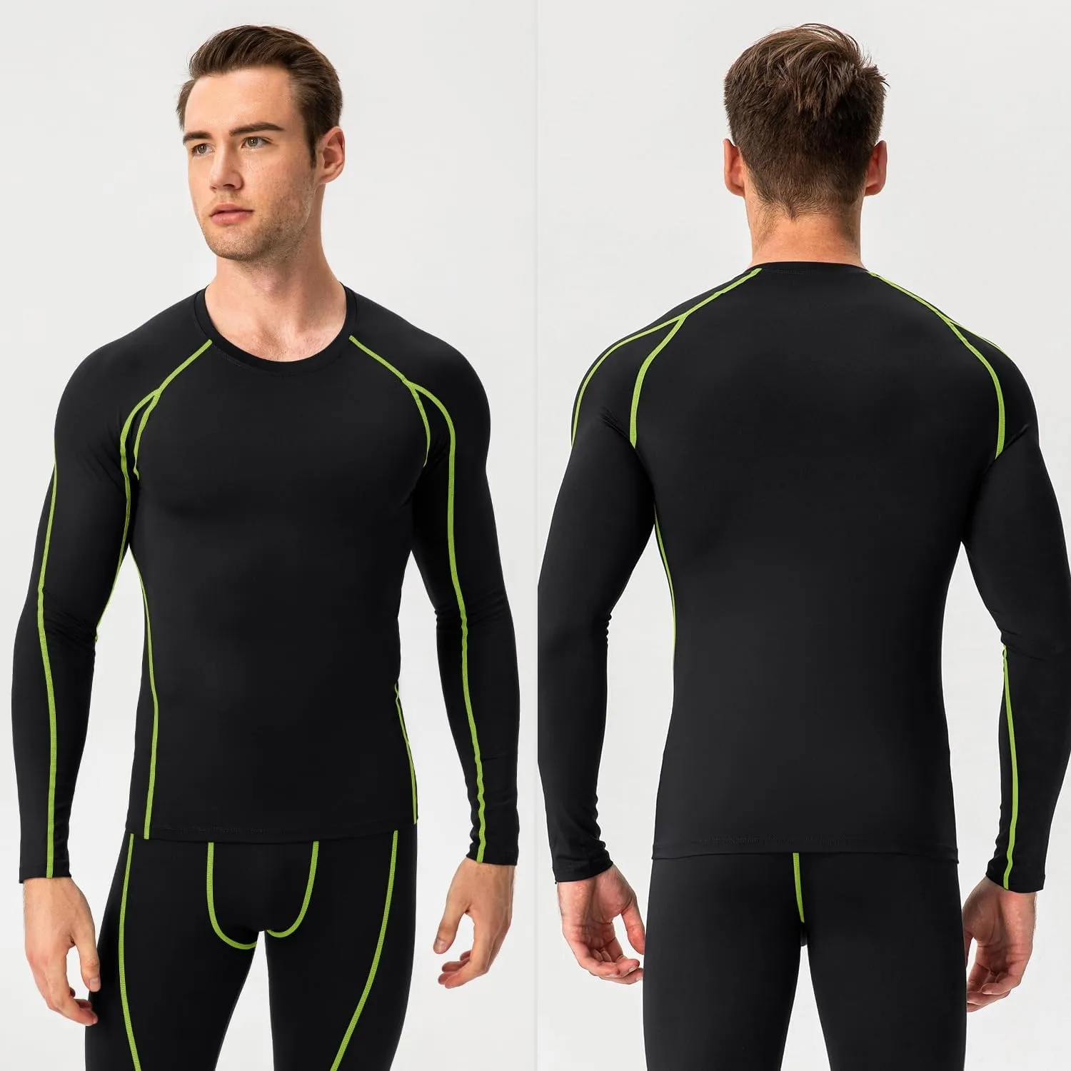 Yuerlian Men's Compression Shirts Long Sleeve Workout Gym T-Shirt Athletic Top Cool Dry Sports Baselayer Undershirts
