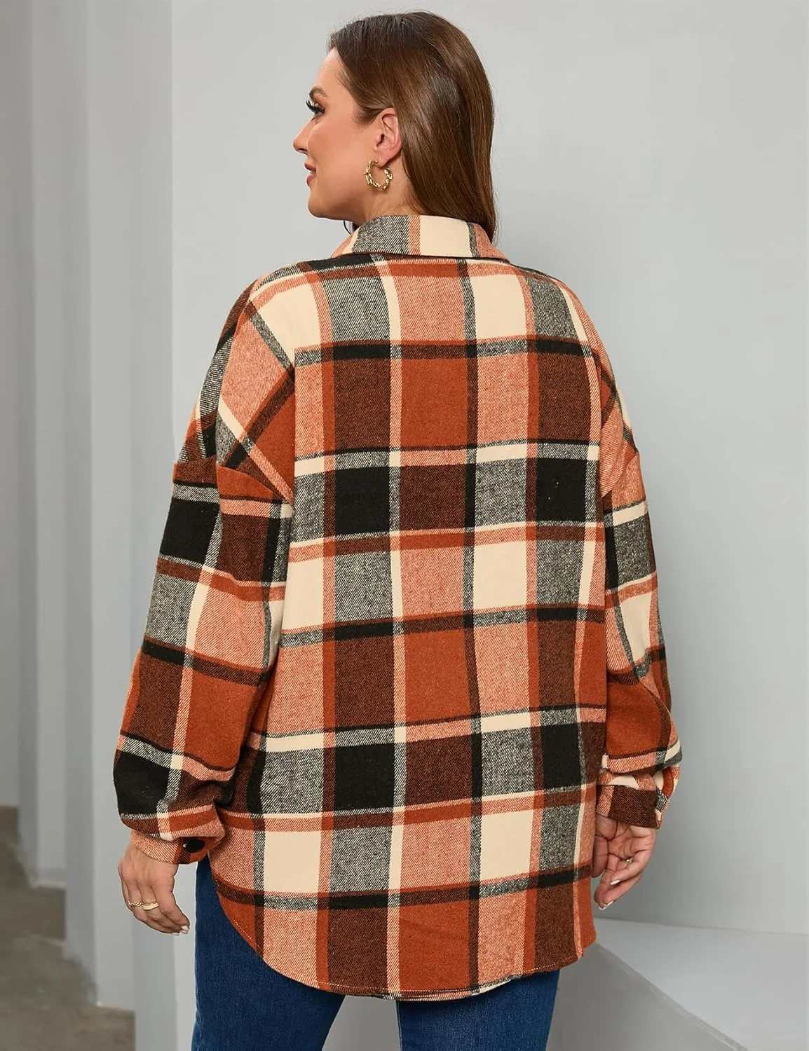 ZOMVA 2024 Women's 1X-5X Plus Size Flannel Plaid Corduroy Shacket Jacket Oversized Button Down Coats Shirts Winter Fall