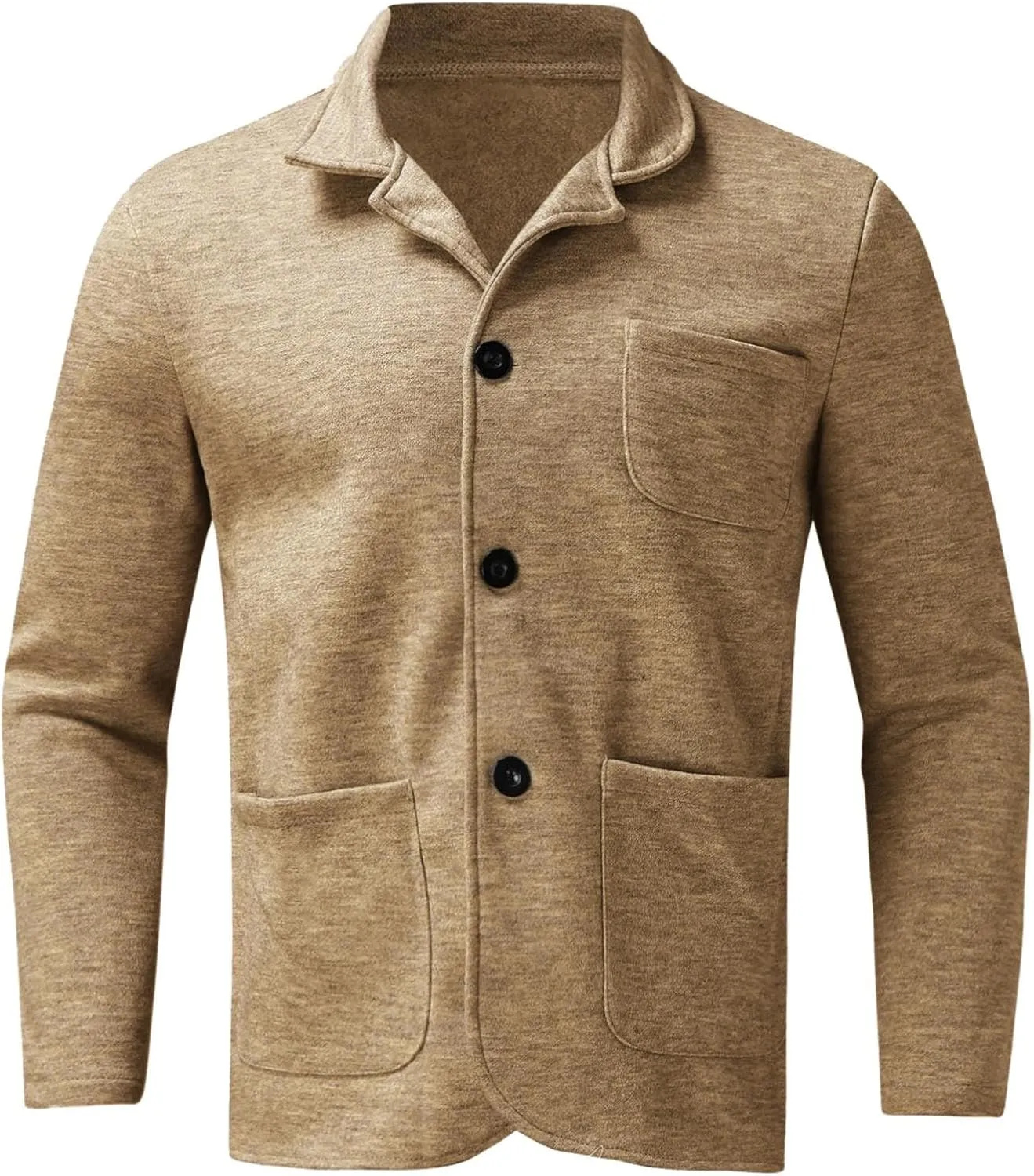 ZYXTIM Men's Casual Blazer Wool Cardigan Jacket Shawl Collar Button Down Lightweight Fall Coat Office Travel Classic Jacket